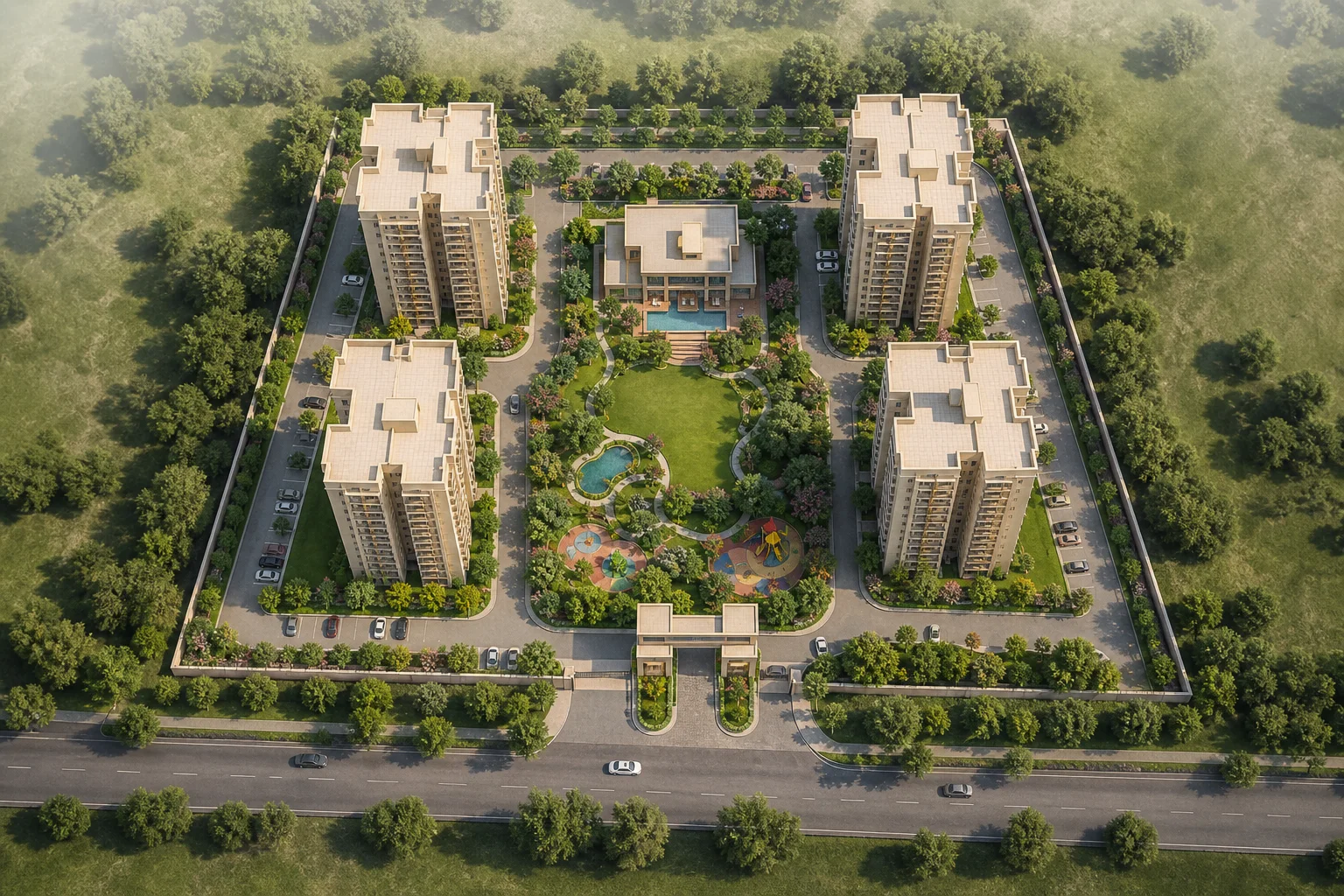 Aspirational brochure-style view of a residential project layout