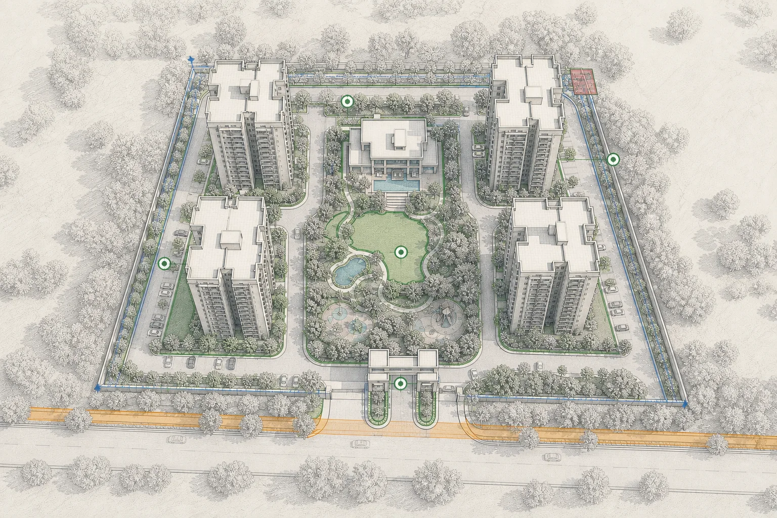 The same project plan shown as a due-diligence view with areas to verify